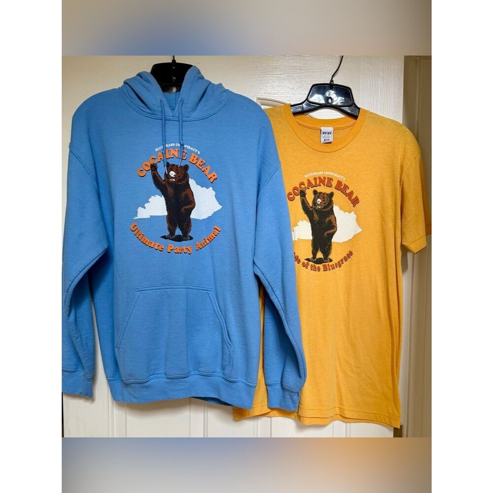 Cocaine Bear Hoodie & Graphic Tee Set Men’s Medium
